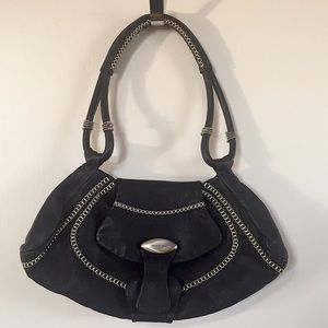 Renato Angi black leather shoulder handbag.